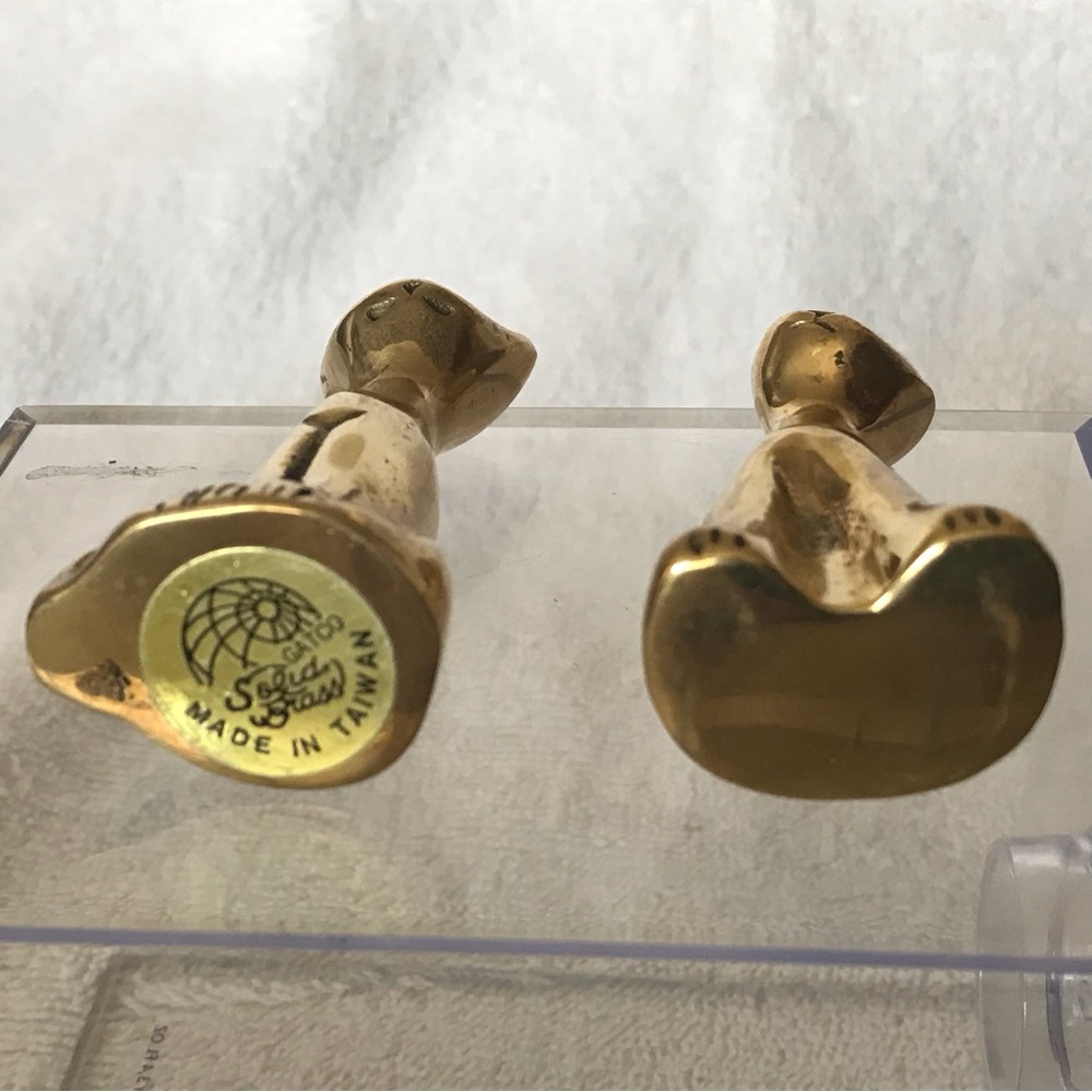 Vintage Solid Brass Sitting Cat Kittens Set (2) - Picture 6 of 8